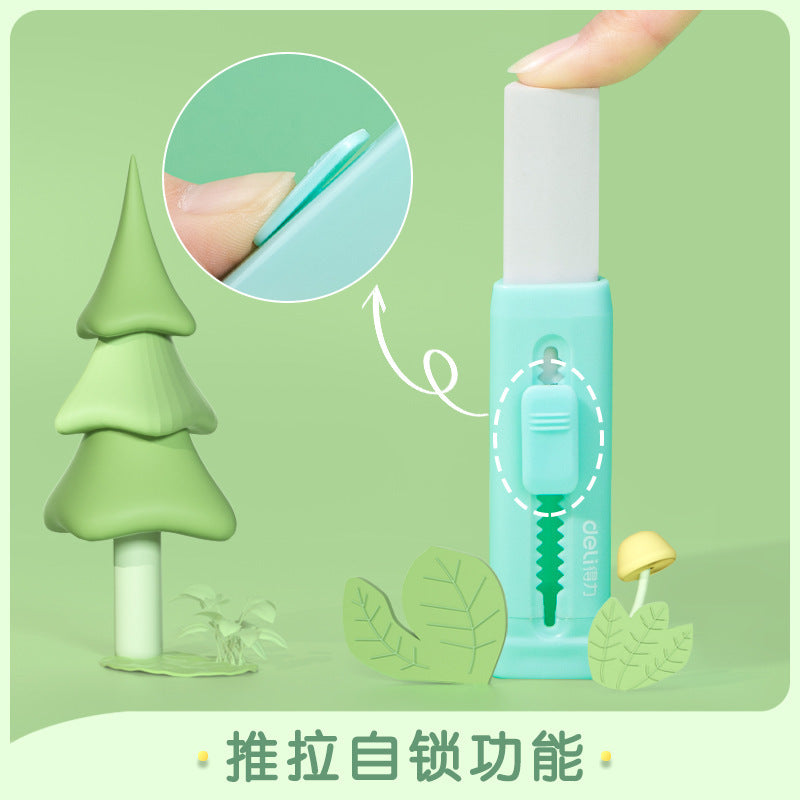 Deli 71145 push eraser children's eraser stationery push push music fun push-pull self-lock is not easy to break wholesale