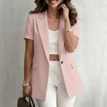 cross-border fashion women's lightweight business casual short-sleeve solid color blazer with button front