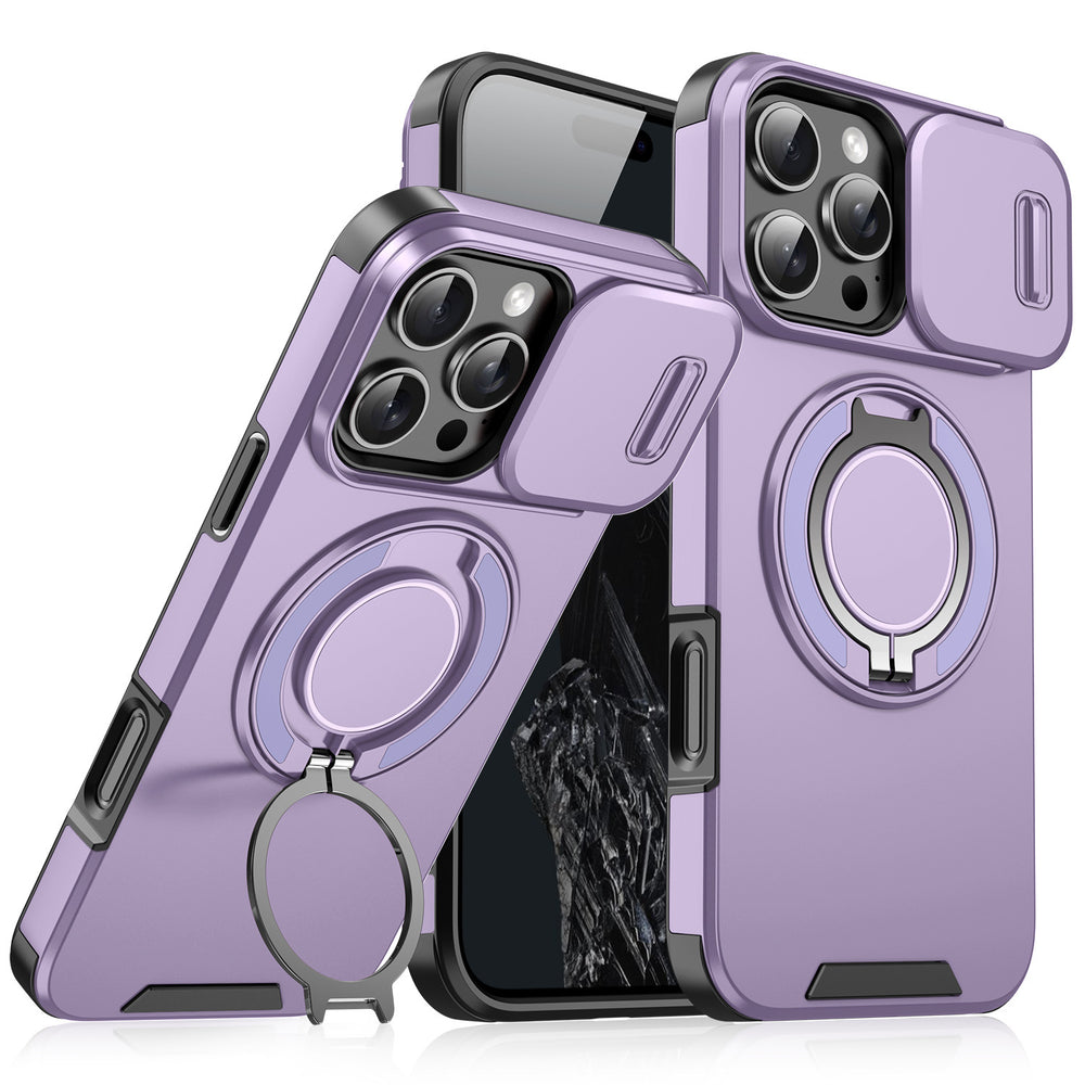 Suitable for apple 17 mobile phone case, lingke 360 magnetic holder, push window lens cover, anti-fall protective cover for iphone16