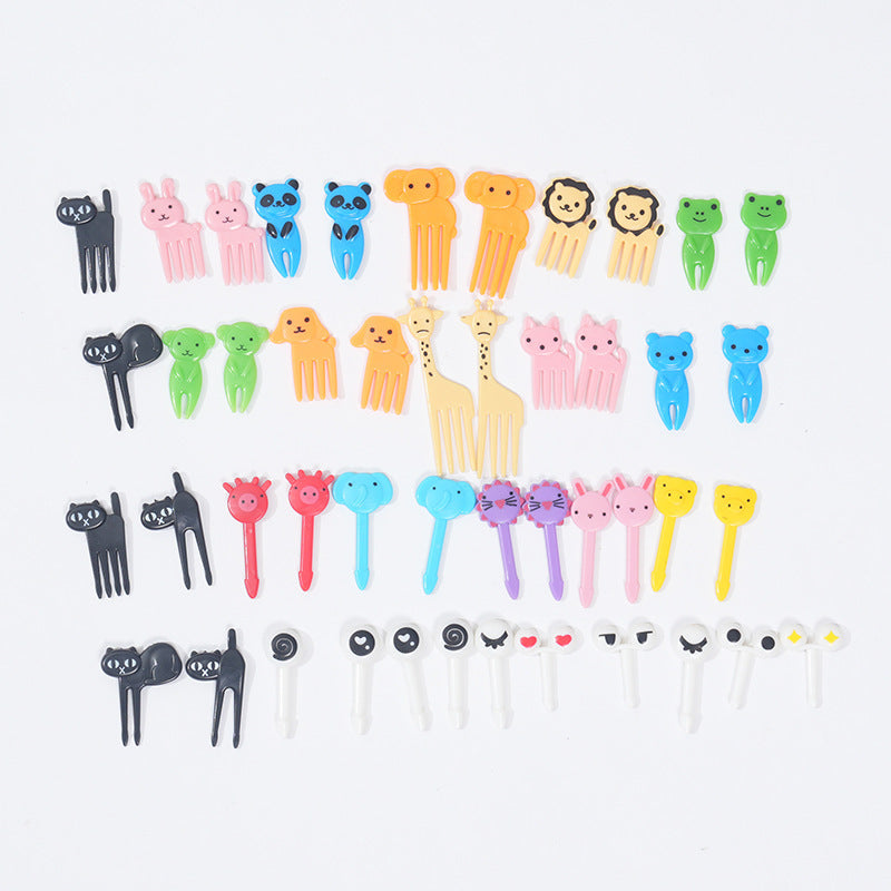 Japanese cartoon fruit picks creative children's food forks cake forks cute animal dessert forks plastic fruit forks