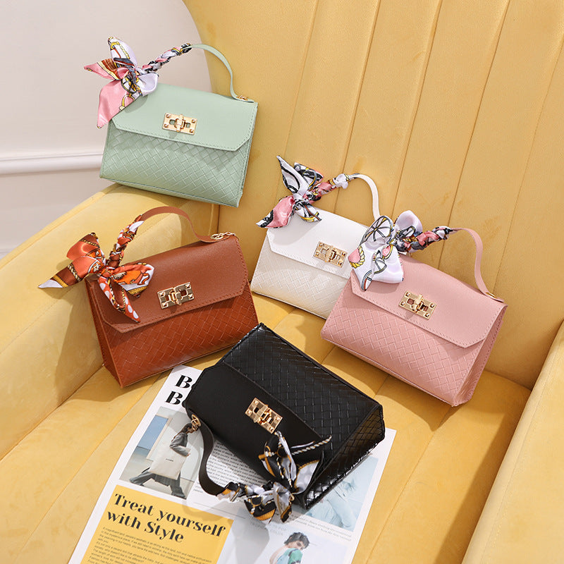 Silk scarf square bag 2023 new mobile phone bag messenger bag diamond chain shoulder bag  women's handbag