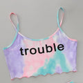 European and american new gradient english "trouble" print top and shorts loungewear set - direct from the manufacturer