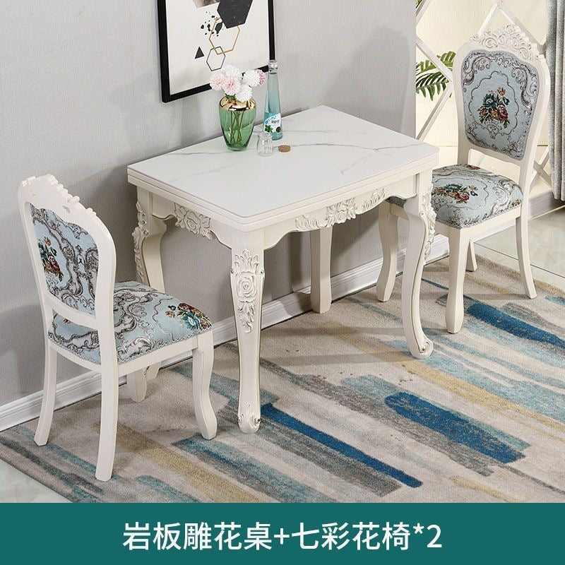 Dining table for home, small apartments, minimalist modern glass and solid wood folding rectangular dining table, european style dining table and chair set