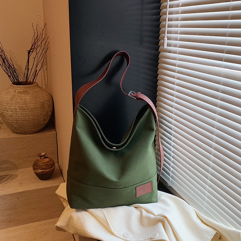 Foreign trade leisure large-capacity canvas bag women's 2025 new versatile shoulder messenger bag college student tote bag