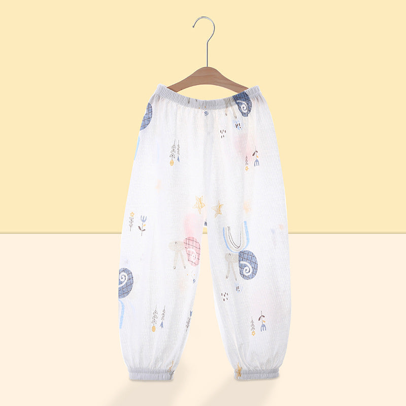 Baby pants summer thin pure cotton children's mosquito pants boys girls bloomers baby long pants sleep pants mesh