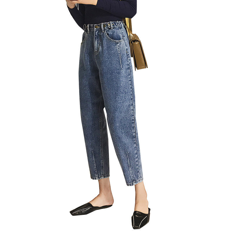 Fashion dad pants new arrival denim nine-point pants adjustable waist stylish pants jeans women's clothing