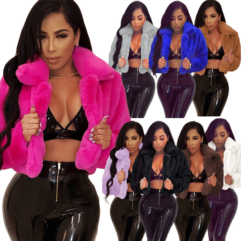 S391021 european and american autumn/winter oversized faux fur cardigan jacket