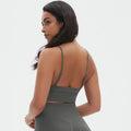 European and american seamless solid color v-neck camisole bra sports bra backless top breathable sweat-wicking yoga top fitness tank top for women