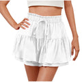 cross-border women's summer fashion ruffle solid color drawstring skort shorts