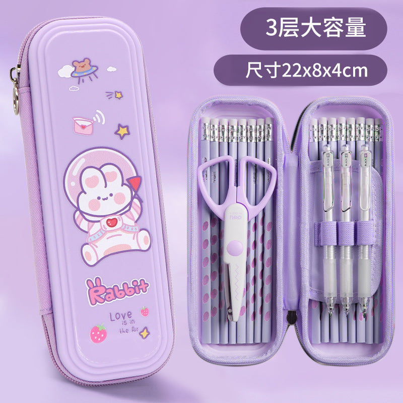 School season pencil case cartoon panda stationery case large capacity primary and secondary school students cute pencil case 2024 new pencil case