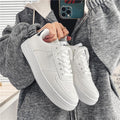 Men's white sneakers - spring breathable casual versatile shoes for teens - 2025 new student pure white athletic skate shoes