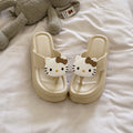 Cute hello kitty flip-flops for women, new thick-soled platform wedge sandals, women's summer slippers, height-increasing shoes