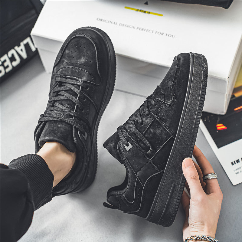 Spring new men's retro low-top earth yellow skate shoes, youth thick-soled casual sneakers, trendy men's athletic shoes