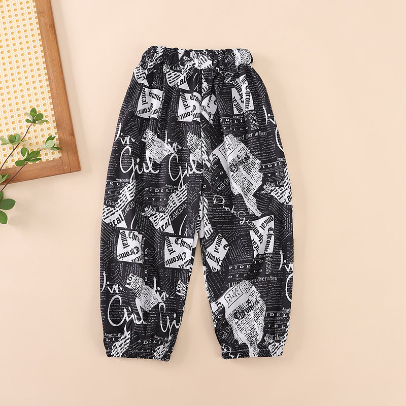 Pantssummer thin summer clothes big kids girls loose style ice silk bloomers summer kids anti-mosquito pants