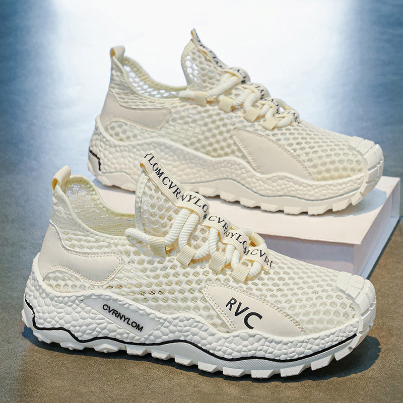 Men's shoes 2026 summer lightweight breathable mesh hollow-out sneakers athletic casual men's running shoes trendy lightweight shoes