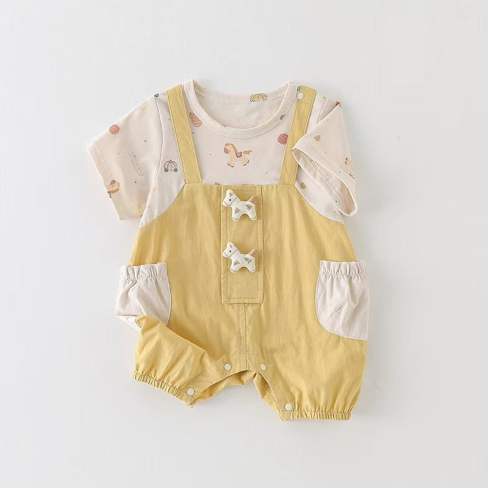 Summer romper infant baby bodysuit cool comfortable thin breathable short sleeve onesie cartoon style