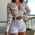 European and american export women's suit  cross-border new product lightly mature digital printing stand collar long sleeves shirt women's tops