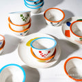 Ins scandinaviancasual style grids geometric fragments creative design color block paint bowl stylish color ceramic bowl