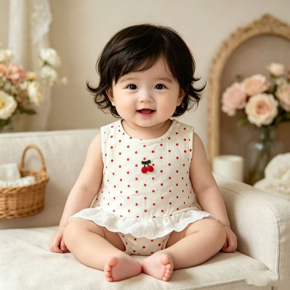 Baby girl's lightweight princess dress summer romper cute bodysuit dress full month & 100-day celebration outfit
