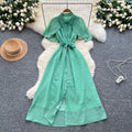 Sense of designniche style shawl patchwork lapel single breasted waist dress female summerfrenchslimming lookelegant long skirt
