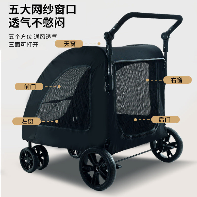 wholesale medium and large dog outdoor stroller pet stroller golden retriever giant dog foldable dog auxiliary stroller