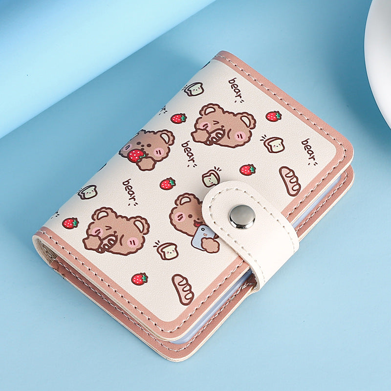 Cute, small and large-capacity cartoon card bag, glue page card position, anti-degaussing driver's license cover, ultra-thin card clip, wallet card cover.