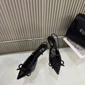 Red patent leather pointed-toe high heels - 2026 spring new collection - bow accent, slingback, closed-toe women's shoes