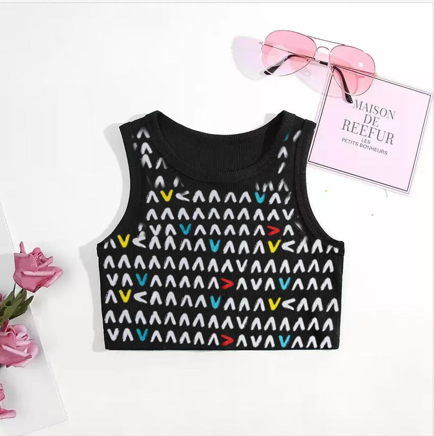 Children's summer tank top - stylish and cute girls' camisole, pink inner layer top, trendy and versatile for infants and toddlers