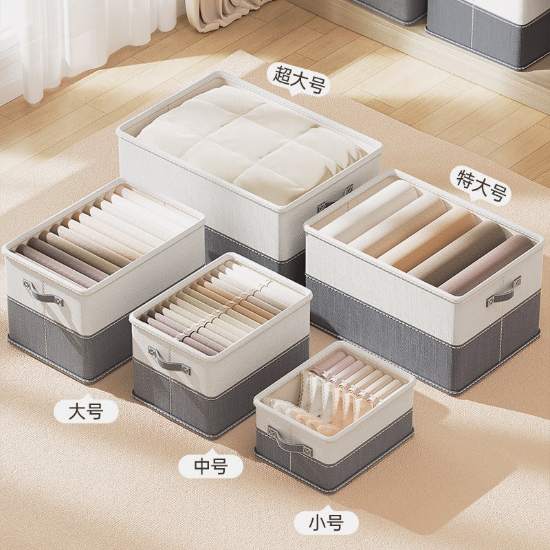 Color matching cotton and linen storage box Large household cotton and linen foldable clothes pants storage box Two-color quilt sorting box