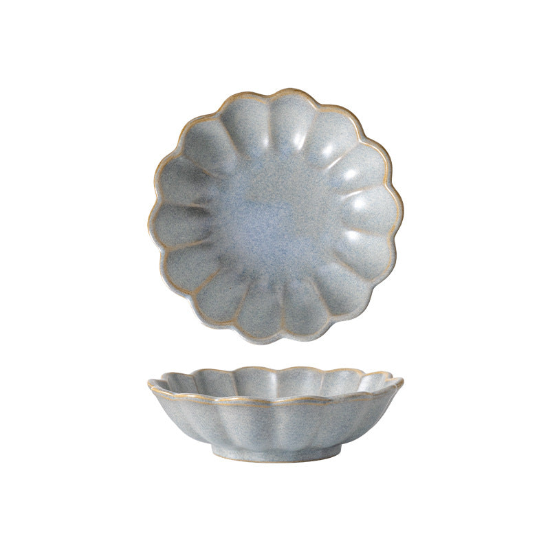 Clay salad bowl dessert soup bowl restaurant hotel high-value retro style tableware for home fruit plate noodle bowl cold bowl