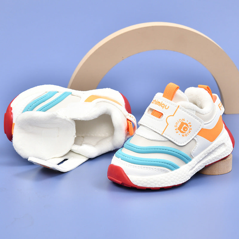 Toddler shoes for baby boys 0-1-3 years old, autumn/winter infant and toddler shoes for baby girls, soft sole non-slip, fleece-lined, extra thick cotton shoes