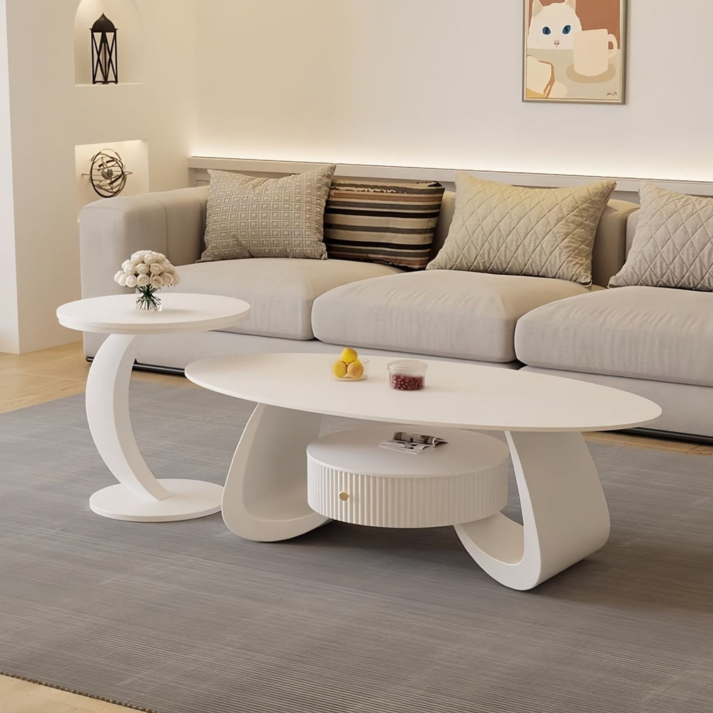 Coffee table cream style slate coffee table oval coffee table for home living room small apartment simple modern