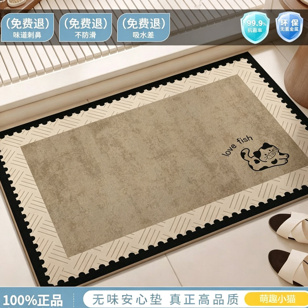 Diatom mud bathroom floor mat door absorbent quick-drying for home bathroom toilet foot mat medieval style wash basin non-slip
