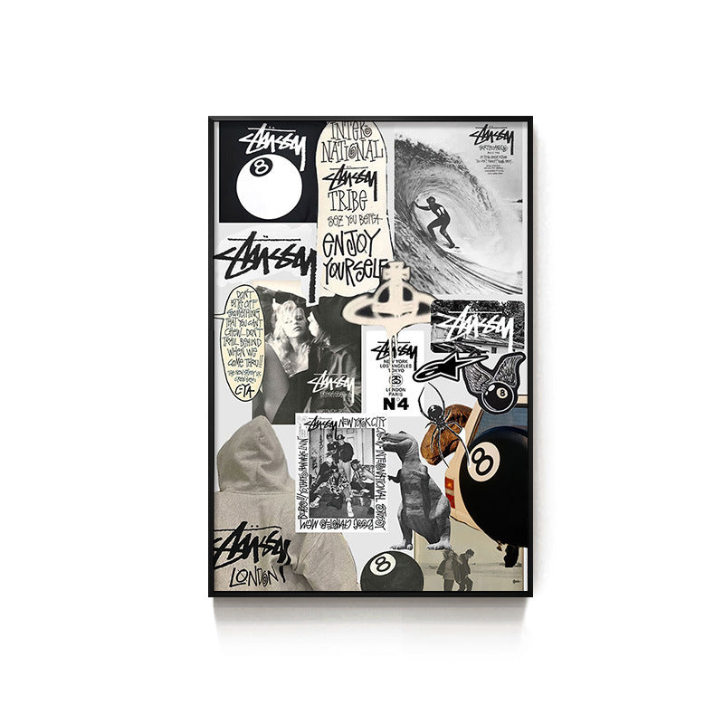 Black eight-ball billiard hall hanging picture billiard room club wall decoration painting creative graffiti trend chess and card club painting