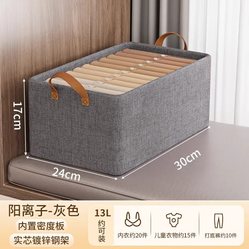 Clothes Storage Box Household Clothes Pants Organizing Box Dormitory Fabric Wardrobe Layered Storage Artifact Storage Basket