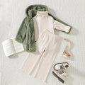 Warm winter fashion fleece-lined outwear high collar texture topspantsheattechfall and winter suit pants suit three-piece set