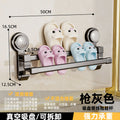 Suction cup slippers double pole punch-free bathroom toilet storage handy gadget wall-mounted drain home slipper rack