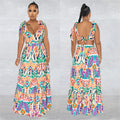 X6270 cross-border   fashion women's sleeveless tie-shoulder maxi dress
