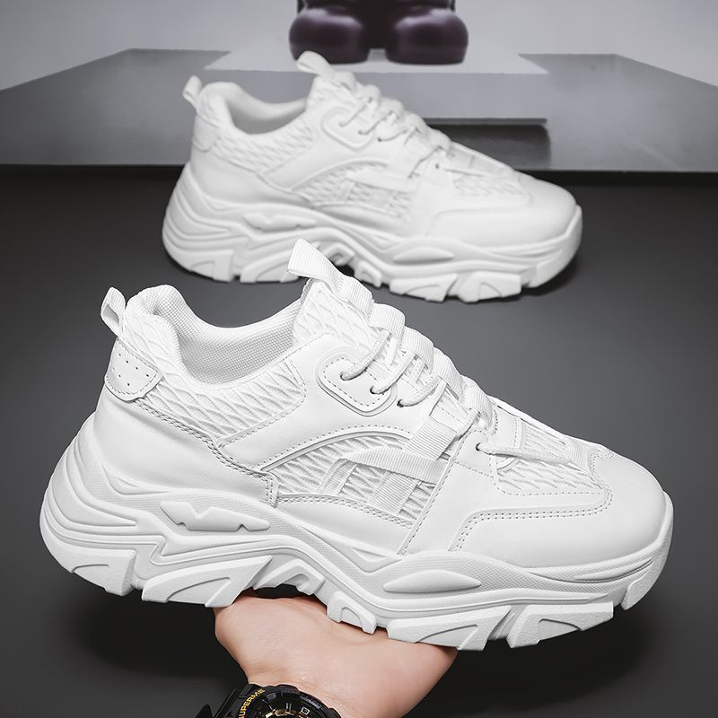 Men's spring mesh breathable trendy brand versatile athletic casual shoes men's thick sole hidden heel dad shoes