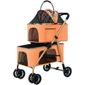 Double-layer pet stroller - dog & cat pet stroller - one-click fold - high-view pet stroller - lightweight pet carrier