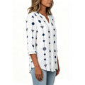 new european and american style women's v-neck printed shirt casual long sleeve t-shirt