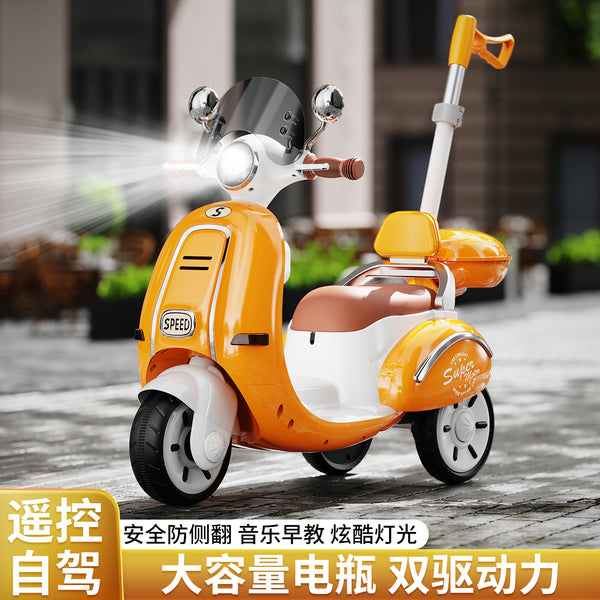 Cross-border children's electric motorcycle tricycle boys and girls baby children can sit charging remote control toy car stroller