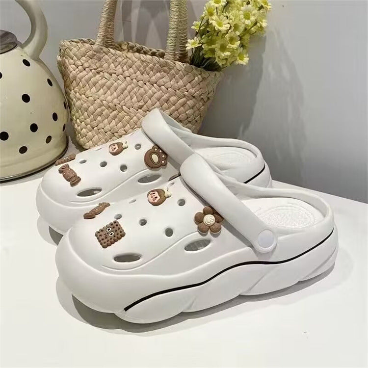 Women's clogs summer wholesale outdoor wear 2024 new thick sole beach couple closed toe half slippers women's sandals