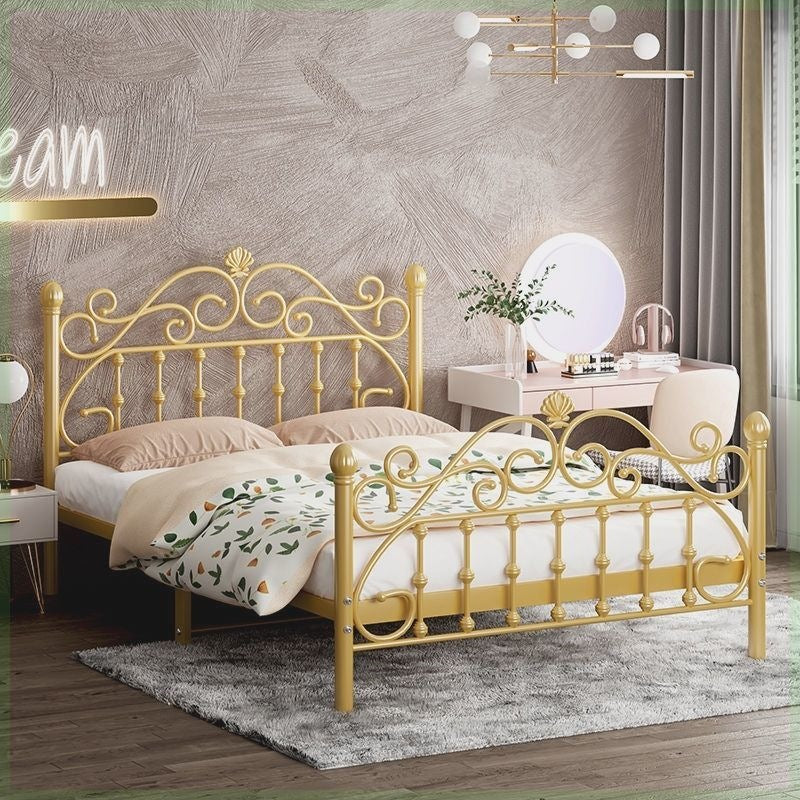 Wrought iron bed - thickened & reinforced, minimalist modern princess bed, trending online 1.8m, double bed, nordic single 1m, iron frame bed