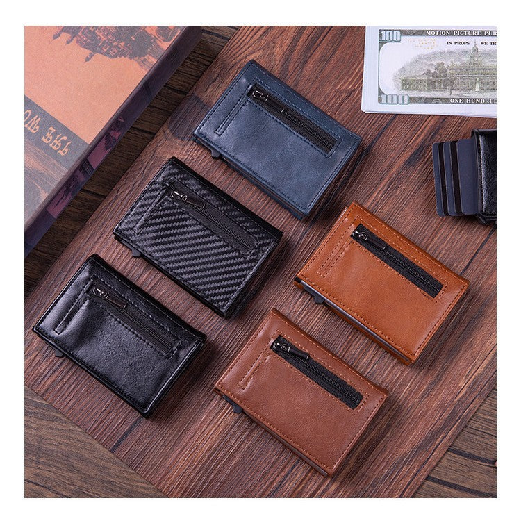 Manufacturer wholesale anti-theft swipe card bag popular card clip wallet RFID function aluminum alloy automatic pop-up card box