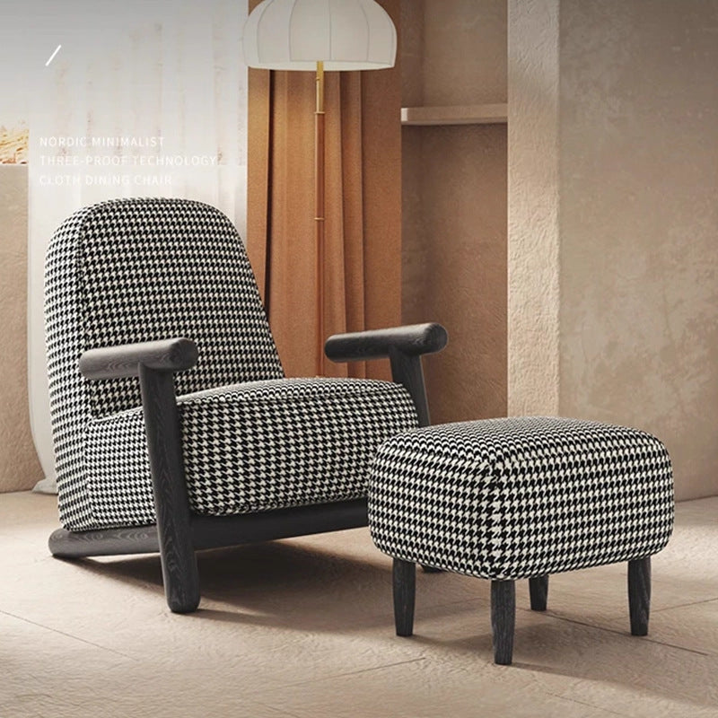 Houndstooth single sofa scandinavian normcore armchair bedroom lounge chair balcony lazy chair designer casual chair