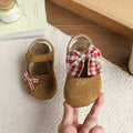 Vancahao girls' round-toe closed-toe sandals,  new plaid bowknot soft sole flats, versatile princess shoes