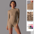 Half-open collar zipper long sleeves jumpsuit fitness sports sexy tight jumpsuit brushed nude comfortable yoga clothes