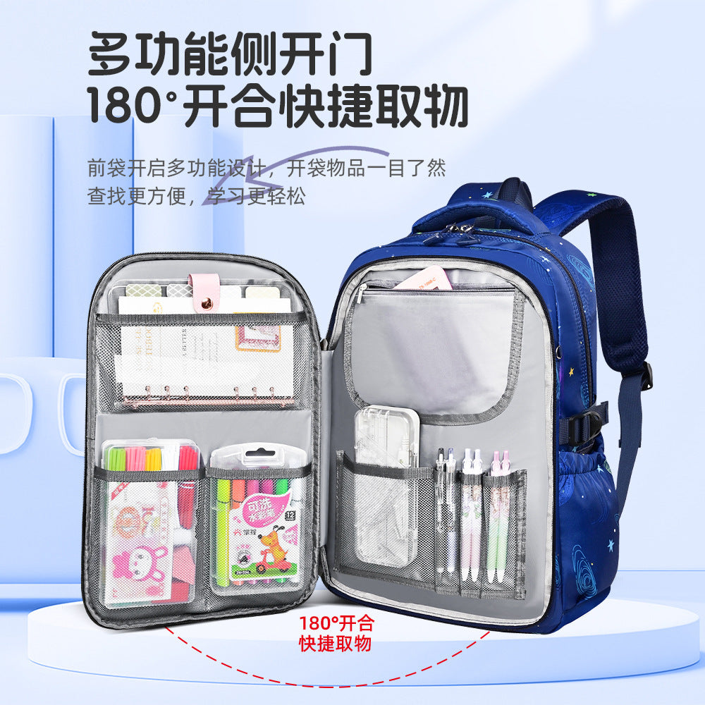 New primary school schoolbag Grade 3-6 children's backpack, light and large capacity spine protection and burden reduction boy schoolbag