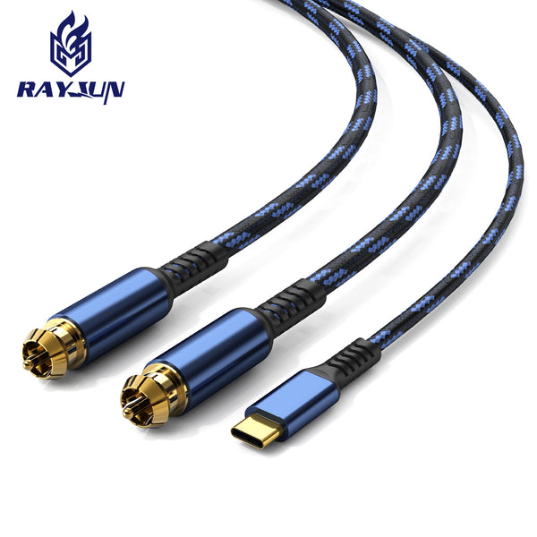 Double Lotus audio cable, one point and two points, suitable for Huawei Xiaomi typec mobile phone connection, power amplifier, speaker, audio transfer